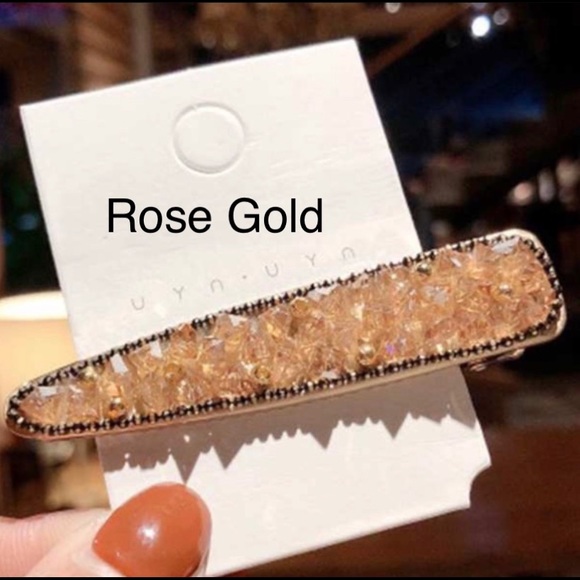 xoxoklowe Accessories - Rose Gold Sparkly Stone Beaded Alligator Hair Clip